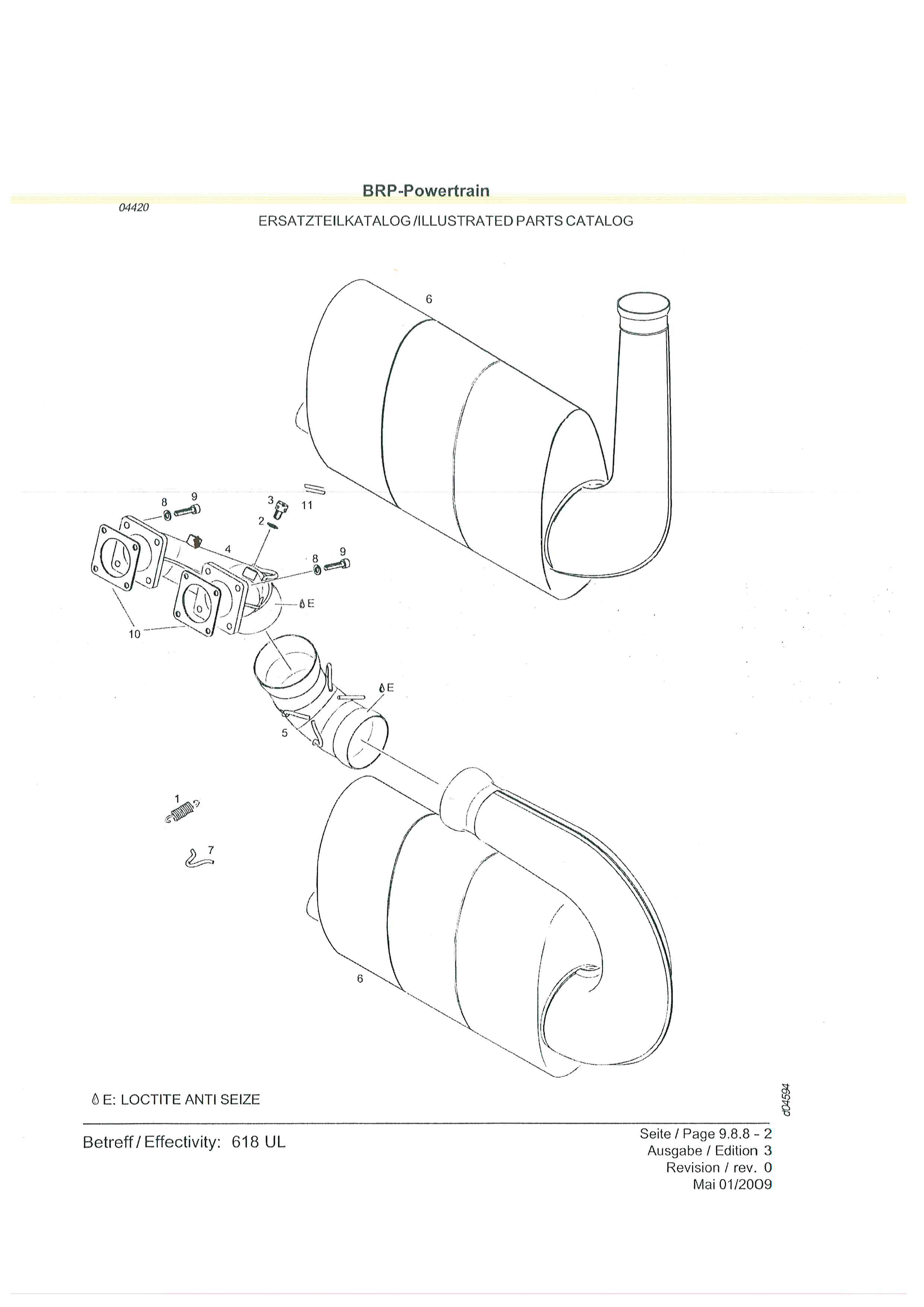 EXHAUST SYSTEM FOR TWO STROKES ROTAX ENGINES 618 UL