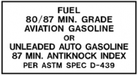 ADESIVO  “FUEL 80/87 MIN. GRADE FUEL ”