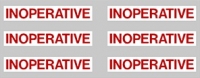STICKERS "INOPERATIVE DECAL RED ON WHITE 1/4"X1-3/4"